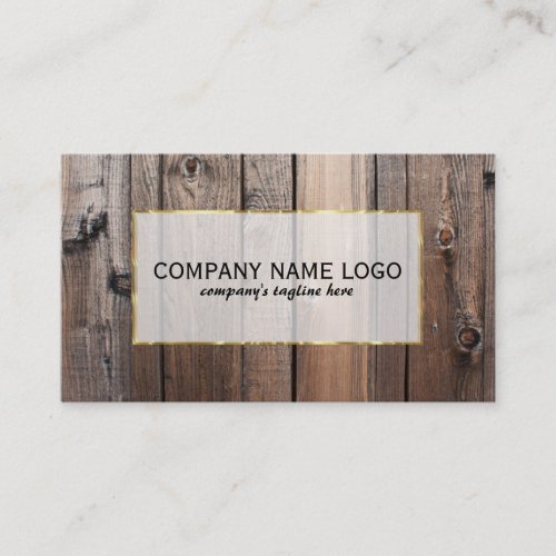 Realistic Look Rustic Wood Planks Gold Accent Business Card