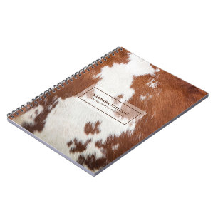Realistic Looking Cowhide Animal Print Custom Text Notebook