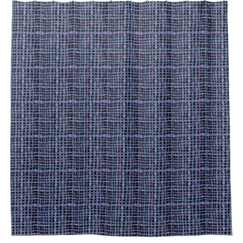 Realistic Looking Graphic Woven Blue Burlap Shower Curtain