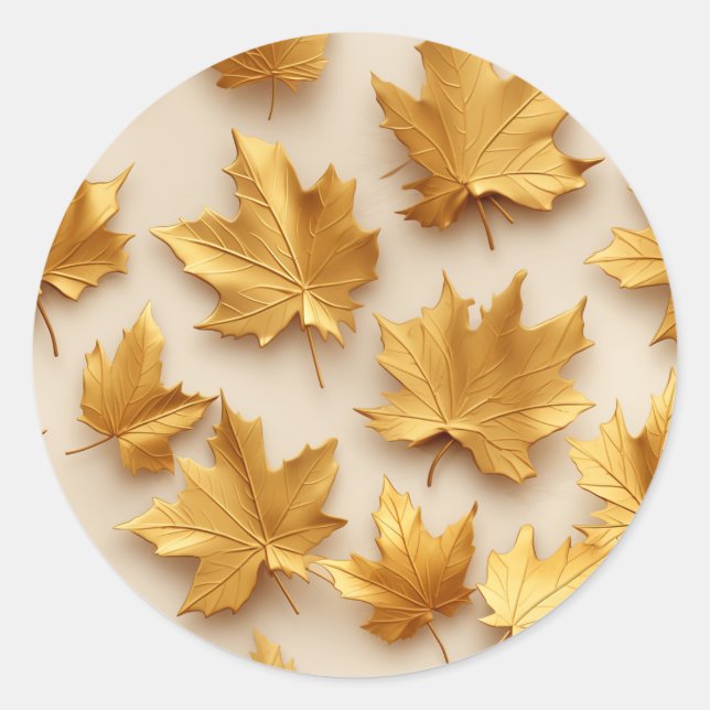 realistic maple leaf design classic round sticker (Front)