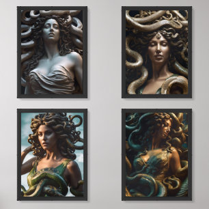 Realistic Medusa Pictures, Snake Pictures, Wall Art Sets