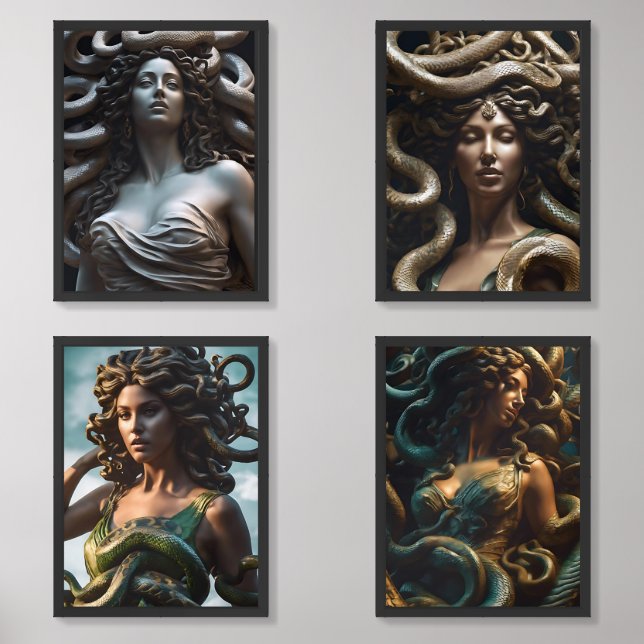 Realistic Medusa Pictures, Snake Pictures, Wall Art Sets (Front)