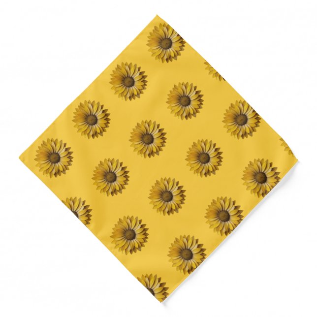 Realistic Minimal Sunflower Pattern Bandana (Front)