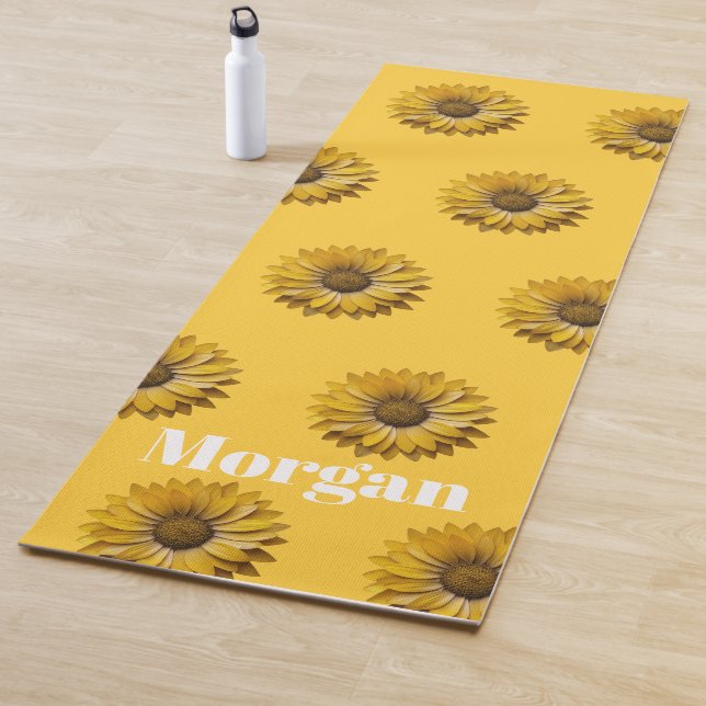 Realistic Minimal Sunflower Pattern Custom Apron Yoga Mat (In Situ)