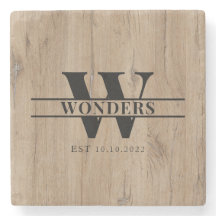 Realistic Natural Wood Grain Monogram Wedding