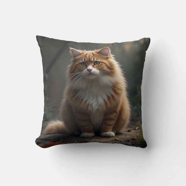 Realistic Norwegian Forest Cat Cushion (Front)