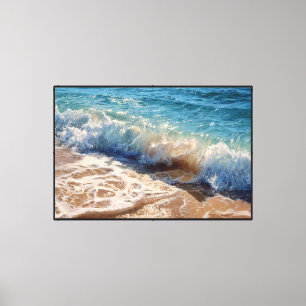 Realistic Ocean Waves on Shore Abstract Wall Art