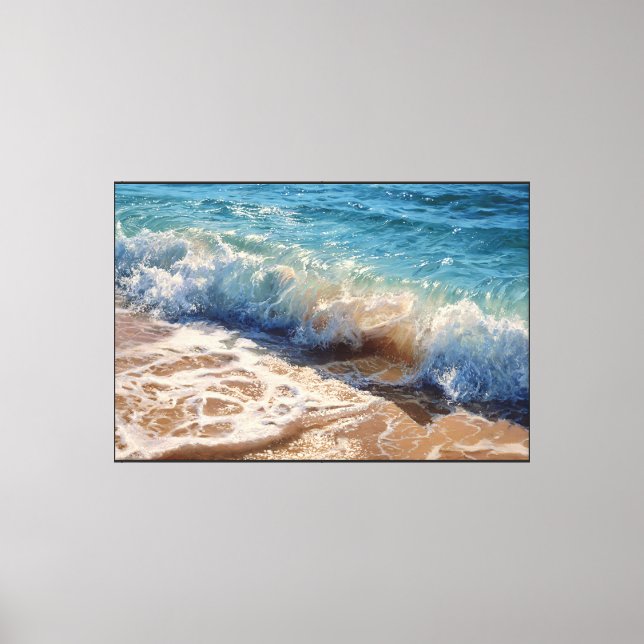 Realistic Ocean Waves on Shore Abstract Wall Art (Front)