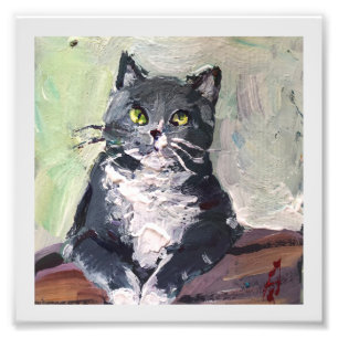 realistic painting, cat photo print