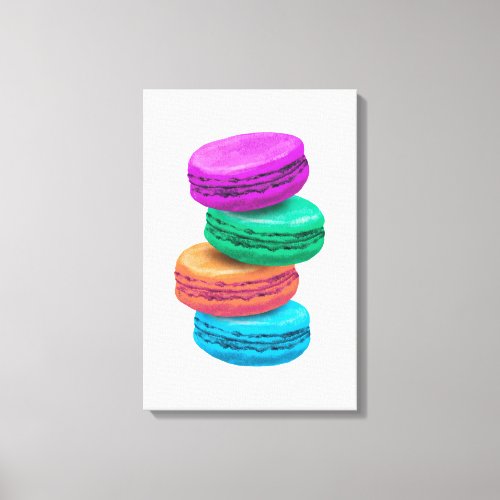 Realistic painting of French macarons cookies Canvas Print