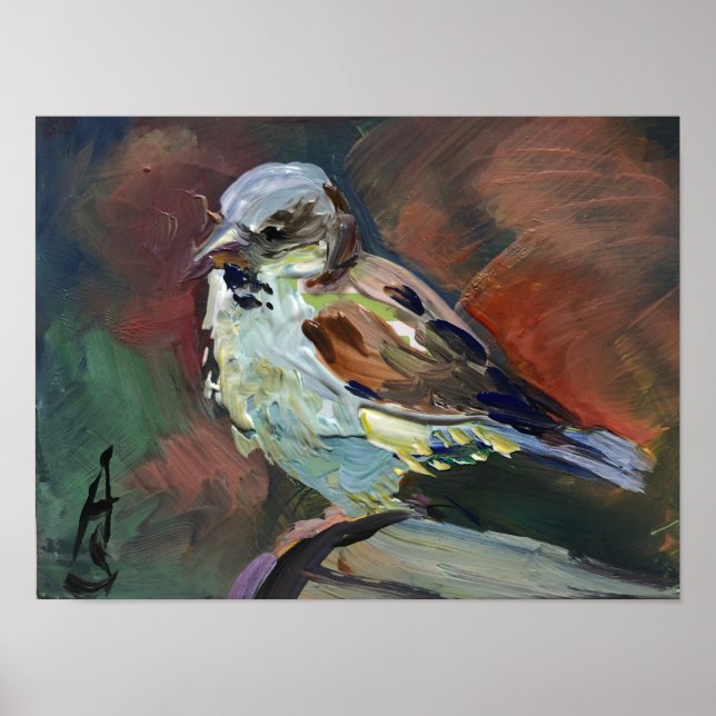 realistic painting, sparrow poster (Front)