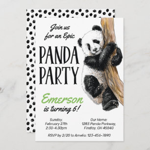 Realistic Panda Bear Birthday Party, Any Age Invitation