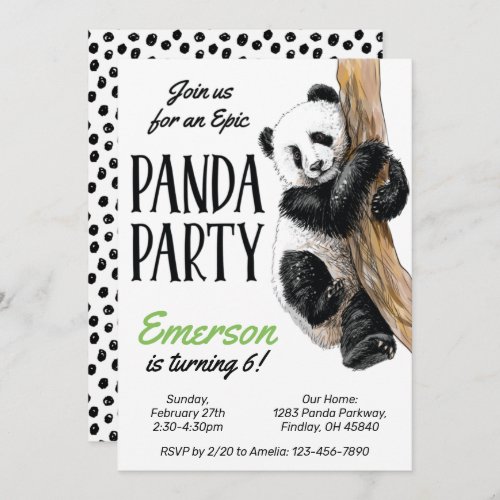Realistic Panda Bear Birthday Party Any Age Invitation