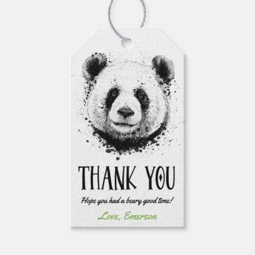 Realistic Panda Bear Birthday Thank You Favor Gift Tags