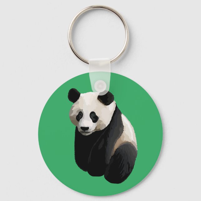 Realistic Panda Green Keychain (Front)