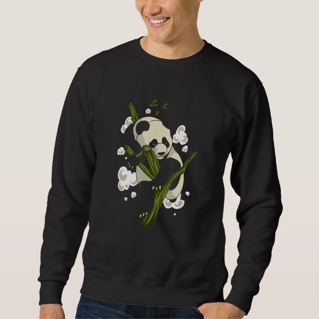 Realistic Panda Sleeping in Bamboo Tree Sweatshirt (Front)