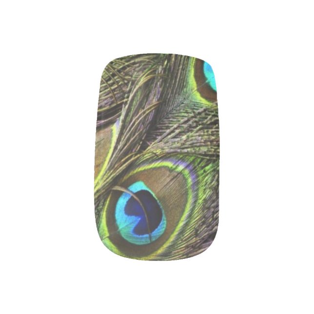 Realistic Peacock Feather Nails Minx Nail Art (Right Thumb)
