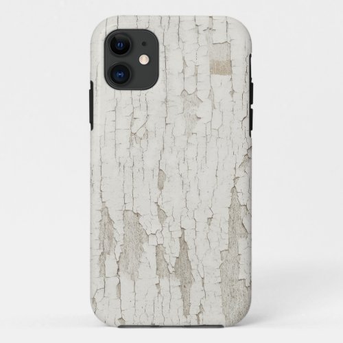 Realistic peeling paint distressed wood grey white iPhone 11 case