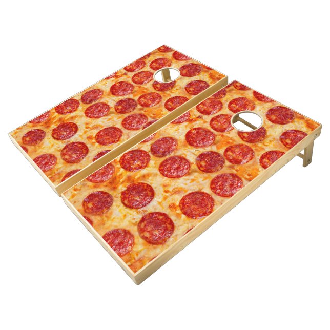 Realistic Pepperoni Pizza Cornhole Set (Angled)