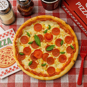 Realistic Pepperoni Pizza Paper Plates