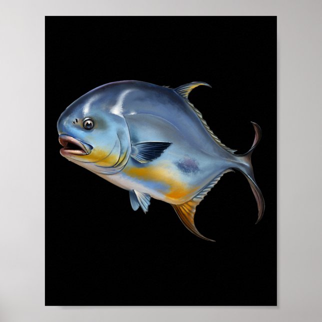 Realistic Permit Fish For Lovers Of Fishing Or Ich Poster (Front)