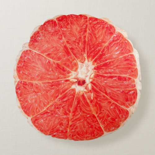 Realistic Pink Grapefruit Slice Round Pillow