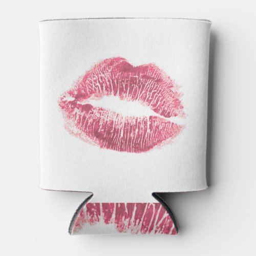 Realistic pink lips isolated kiss can cooler