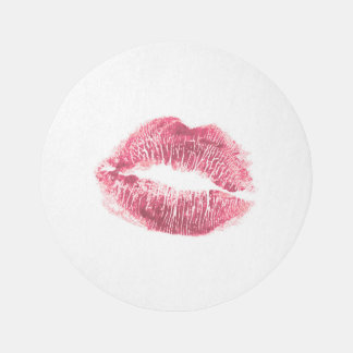 Realistic pink lips, isolated kiss rug