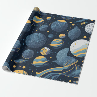 realistic Planets illustration pattern Wrapping Paper