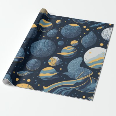 realistic Planets illustration pattern Wrapping Paper