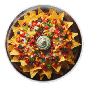 Realistic Plate of Nachos Funny Ceramic Knob
