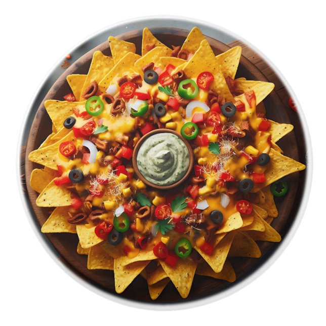 Realistic Plate of Nachos Funny Ceramic Knob (Front)