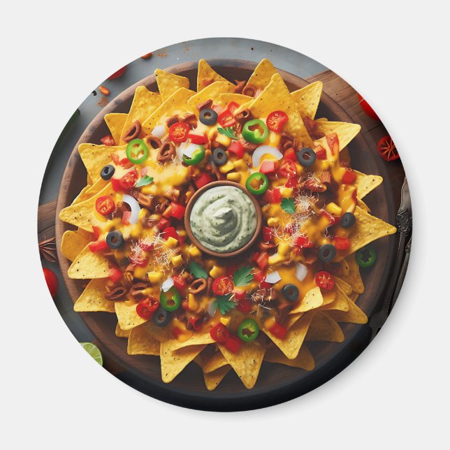 Realistic Plate of Nachos Funny Magnet (Front)