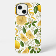 Realistic Pressed Lemon & Botanical Floral Pattern