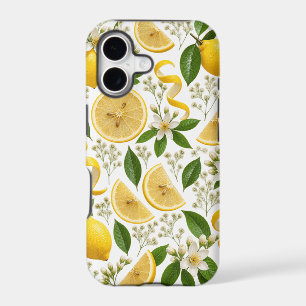 Realistic Pressed Lemon & Botanical Floral Pattern iPhone 17 Case