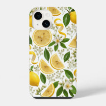 Realistic Pressed Lemon & Botanical Floral Pattern