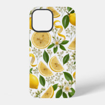 Realistic Pressed Lemon & Botanical Floral Pattern