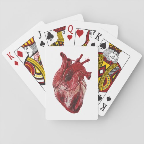 Realistic Red Heart Poker Cards