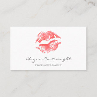Realistic Red Kiss Print Lips Makeup Business Card