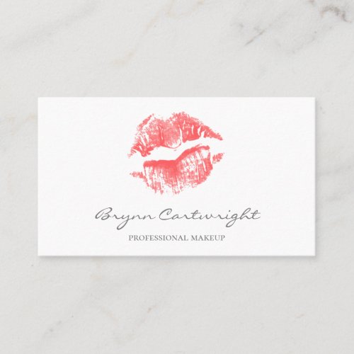 Realistic Red Kiss Print Lips Makeup Business Card