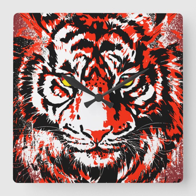 Realistic Red Tiger Head - Red Tiger Clock (Front)