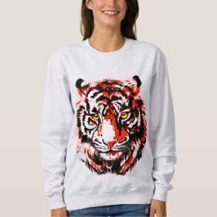 Realistic Red Tiger Head Sweatshirt - Tiger Face