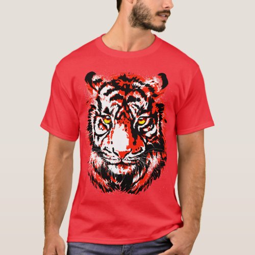 Realistic  Red Tiger Head T_Shirt