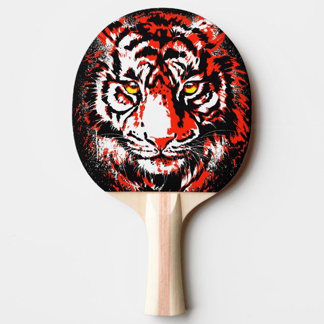 Realistic Red Tiger Head - Tiger Ping Pong Paddle (Back)