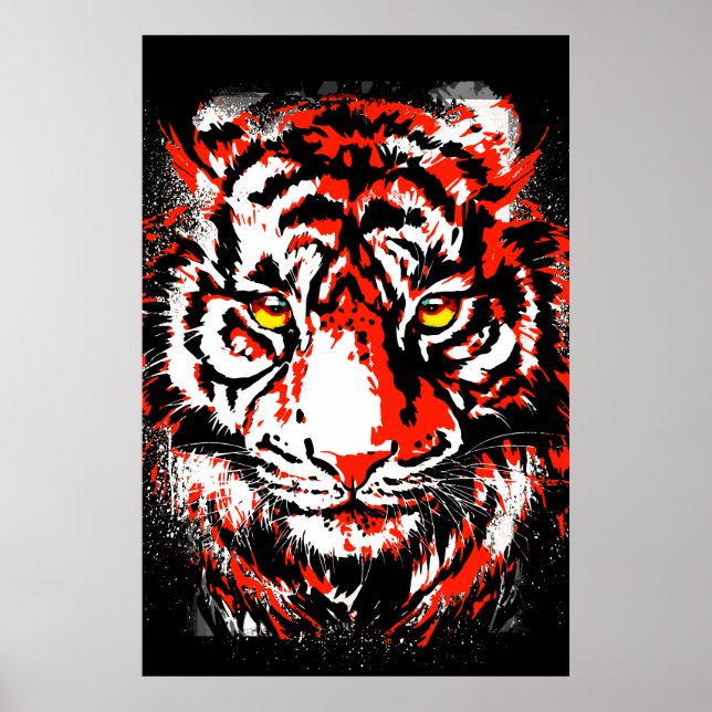 Realistic Red Tiger Head - Tiger Poster (Front)