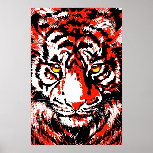 Realistic Red Tiger Head _ Tiger Poster