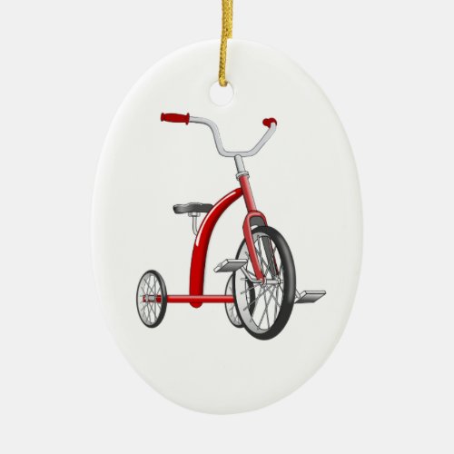 Realistic Red Tricycle Ceramic Ornament