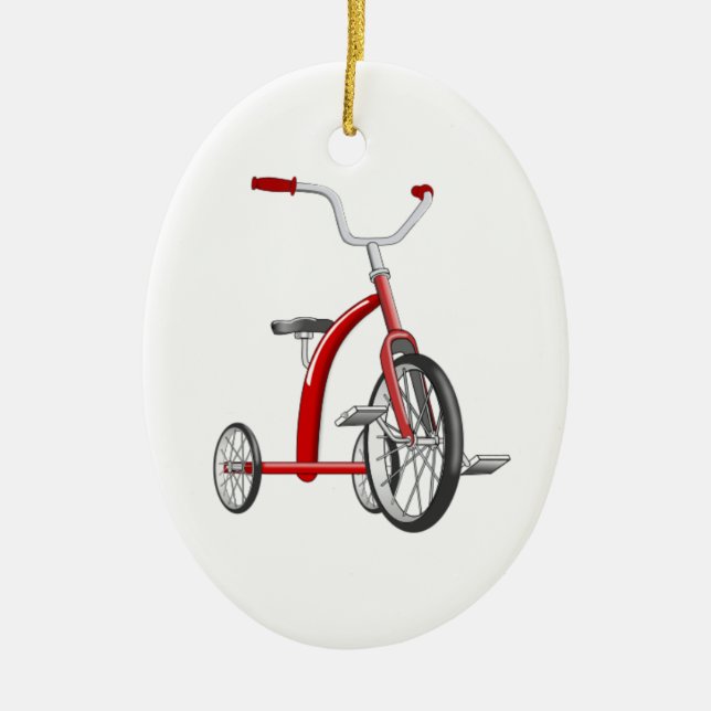 Realistic Red Tricycle Ceramic Ornament (Front)