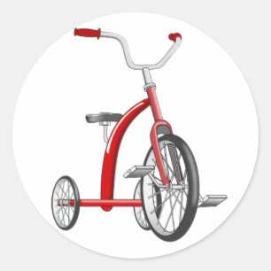Realistic Red Tricycle Classic Round Sticker