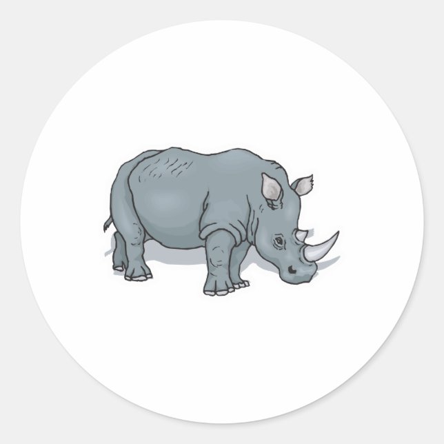 realistic rhinoceros design classic round sticker (Front)
